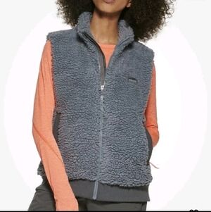 Bass Outdoor Women Route Hiking Faux Sherpa Vest Size Medium Gray Outdoorsy